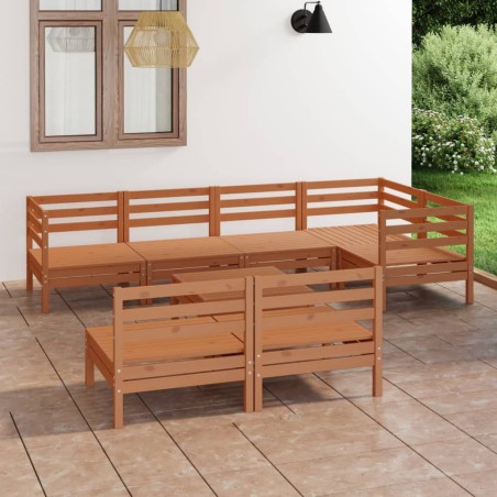vidaXL Juego muebles de jardín 8 pzas madera pino maciza marrón miel