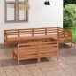 vidaXL Juego muebles de jardín 8 pzas madera pino maciza marrón miel vidaXL Juego muebles de jardín 8 pzas madera pino maciza marrón miel
