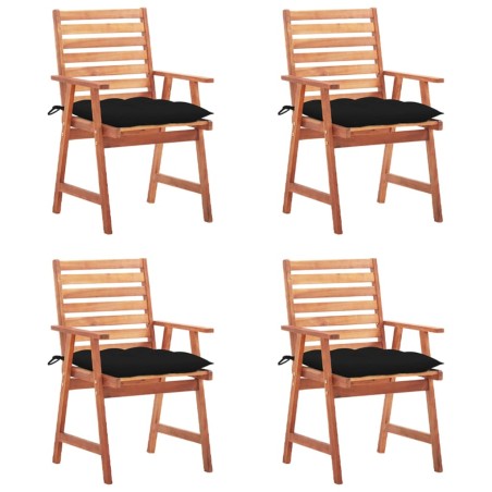 vidaXL Sillas comedor de jardín y cojines 4 uds madera maciza acacia