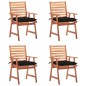 vidaXL Sillas comedor de jardín y cojines 4 uds madera maciza acacia