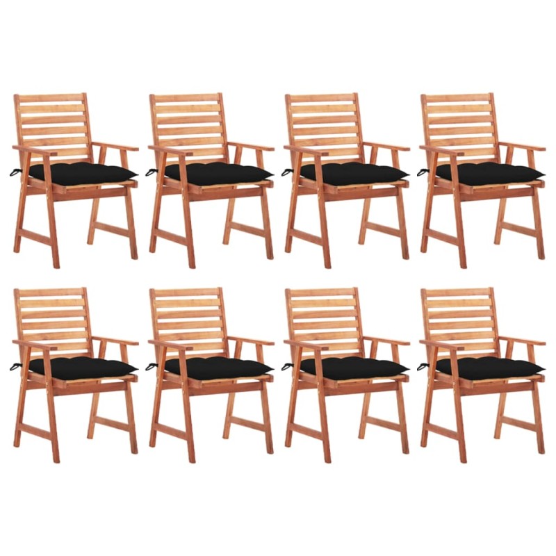 vidaXL Sillas comedor de jardín y cojines 8 uds madera maciza acacia vidaXL Sillas comedor de jardín y cojines 8 uds madera maciza acacia
