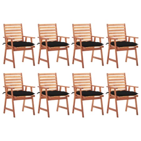 vidaXL Sillas comedor de jardín y cojines 8 uds madera maciza acacia 