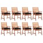 vidaXL Sillas comedor de jardín y cojines 8 uds madera maciza acacia vidaXL Sillas comedor de jardín y cojines 8 uds madera maciza acacia