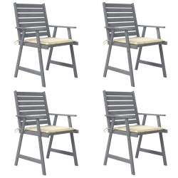 vidaXL Sillas de comedor jardín con cojines 4 uds madera maciza acacia