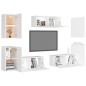vidaXL Set de muebles de salón TV 7 piezas madera de ingeniería blanco