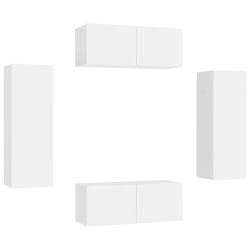 vidaXL Muebles de salón 4 piezas madera de ingeniería blanco