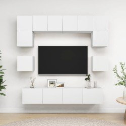 vidaXL Set de muebles de salón TV 8 piezas madera de ingeniería blanco