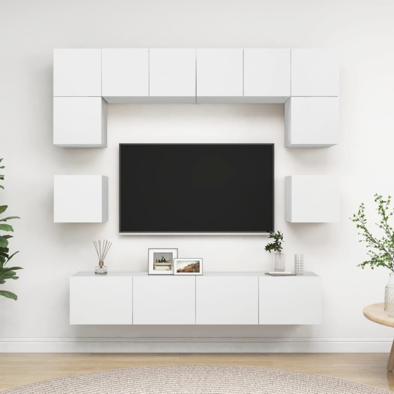 vidaXL Set de muebles de salón TV 8 piezas madera de ingeniería blanco