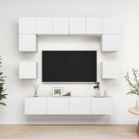 vidaXL Set de muebles de salón TV 8 piezas madera de ingeniería blanco