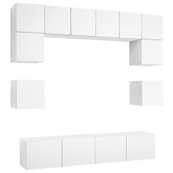 vidaXL Set de muebles de salón TV 8 piezas madera de ingeniería blanco