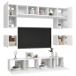 vidaXL Set de muebles de salón TV 8 piezas madera de ingeniería blanco