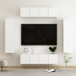 vidaXL Set de muebles de salón TV 6 piezas madera de ingeniería blanco