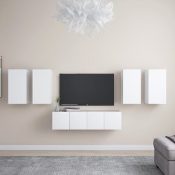 vidaXL Set de muebles de salón TV 6 piezas madera de ingeniería blanco