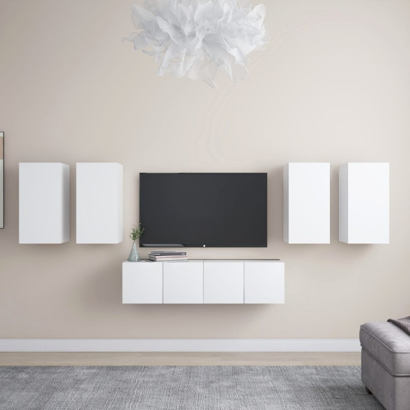 vidaXL Set de muebles de salón TV 6 piezas madera de ingeniería blanco