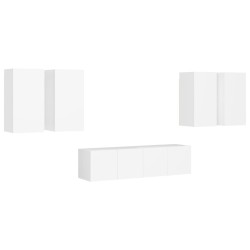 vidaXL Set de muebles de salón TV 6 piezas madera de ingeniería blanco