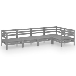 vidaXL Juego de muebles de jardín 5 piezas madera maciza de pino gris