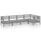 vidaXL Juego de muebles de jardín 5 piezas madera maciza de pino gris