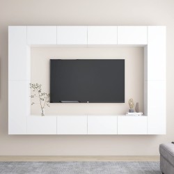 vidaXL Juego de mueble para TV de 8 piezas aglomerado blanco 