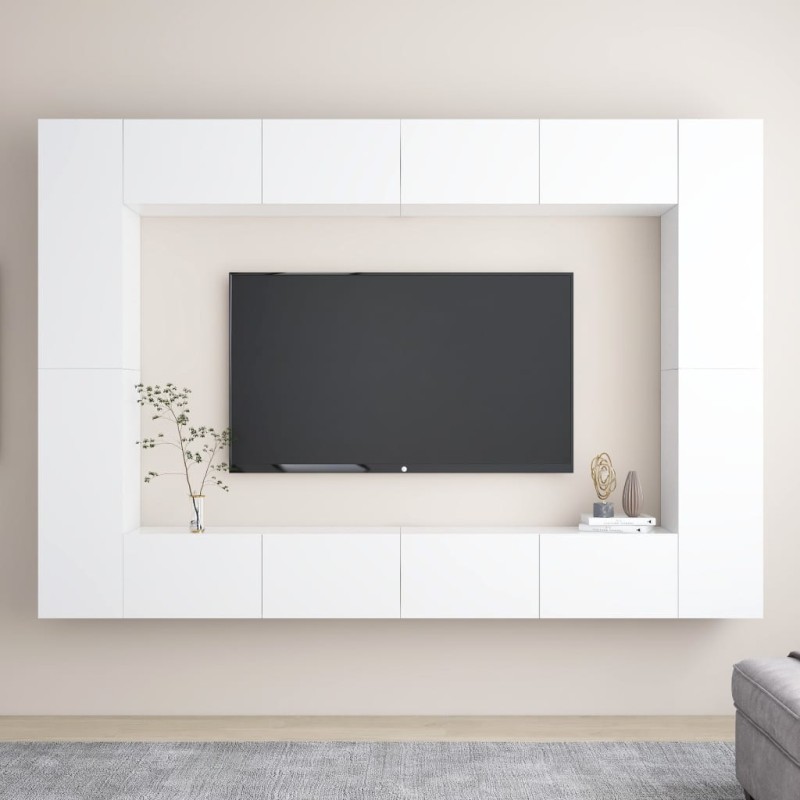 vidaXL Juego de mueble para TV de 8 piezas aglomerado blanco vidaXL Juego de mueble para TV de 8 piezas aglomerado blanco