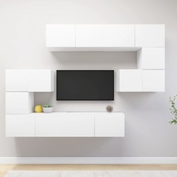 vidaXL Set de mueble para TV de 8 piezas madera de ingeniería blanco
