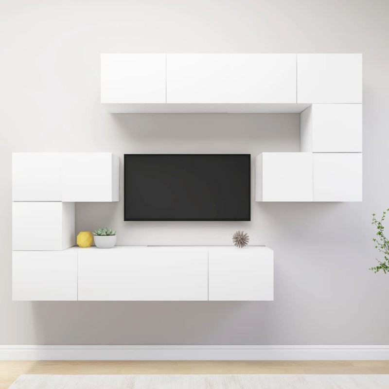 vidaXL Set de mueble para TV de 8 piezas madera de ingeniería blanco