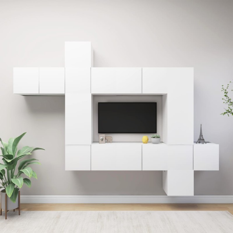 vidaXL Set de muebles de salón TV 10 pzas madera de ingeniería blanco vidaXL Set de muebles de salón TV 10 pzas madera de ingeniería blanco