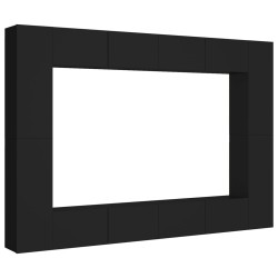 vidaXL Set de muebles de salón TV 8 piezas madera ingeniería negro