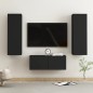 vidaXL Set de muebles de salón TV 3 pzas madera de ingeniería negro