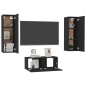 vidaXL Set de muebles de salón TV 3 pzas madera de ingeniería negro