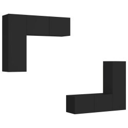 vidaXL Set de muebles de salón TV 4 piezas madera de ingeniería negro
