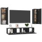 vidaXL Set de muebles de salón TV 4 pzas madera de ingeniería negro vidaXL Set de muebles de salón TV 4 pzas madera de ingeniería negro