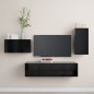 vidaXL Set de muebles de salón TV 4 piezas madera de ingeniería negro