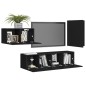 vidaXL Set de muebles de salón TV 4 piezas madera de ingeniería negro