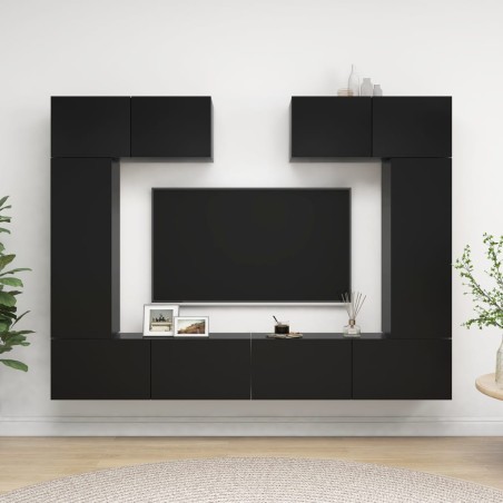 vidaXL Set de muebles de salón TV 6 piezas madera de ingeniería negro