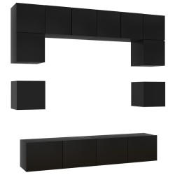 vidaXL Set de muebles de salón TV 8 piezas madera ingeniería negro