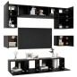 vidaXL Set de muebles de salón TV 8 piezas madera ingeniería negro vidaXL Set de muebles de salón TV 8 piezas madera ingeniería negro
