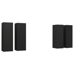 vidaXL Mueble para TV 4 pzas madera de ingeniería negro 30,5x30x90 cm