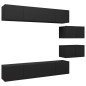 vidaXL Set de muebles de salón TV 6 piezas madera ingeniería negro vidaXL Set de muebles de salón TV 6 piezas madera ingeniería negro