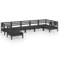 vidaXL Juego de muebles de jardín 7 pzas madera maciza de pino negro vidaXL Juego de muebles de jardín 7 pzas madera maciza de pino negro