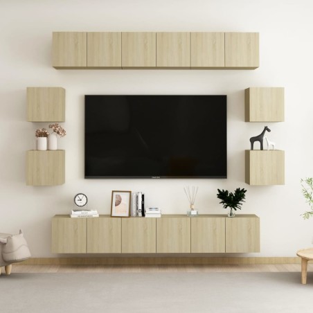 vidaXL Set de muebles salón TV 10 pzas madera ingeniería roble Sonoma