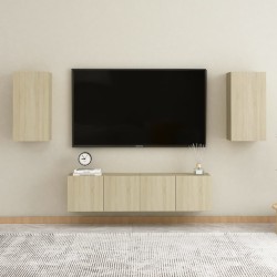 vidaXL Muebles de pared de TV 4 pzas aglomerado color roble Sonoma 
