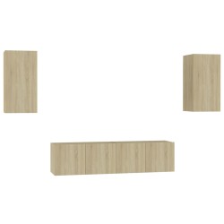 vidaXL Muebles de pared de TV 4 pzas aglomerado color roble Sonoma 