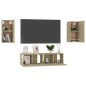 vidaXL Muebles de pared de TV 4 pzas aglomerado color roble Sonoma 