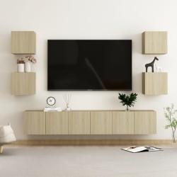vidaXL Set muebles de salón TV 7 pzas madera ingeniería roble Sonoma