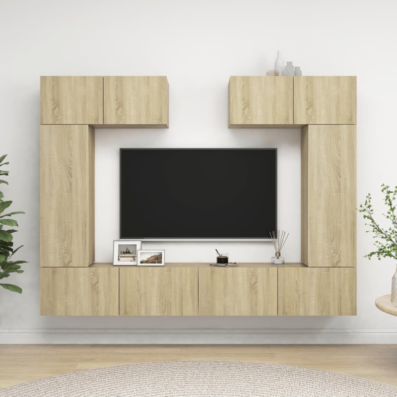 vidaXL Set muebles de salón TV 6 pzas madera ingeniería roble Sonoma vidaXL Set muebles de salón TV 6 pzas madera ingeniería roble Sonoma