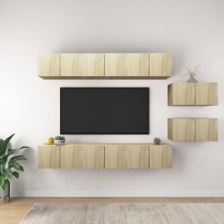 vidaXL Set de muebles salón TV 8 pzas madera ingeniería roble Sonoma
