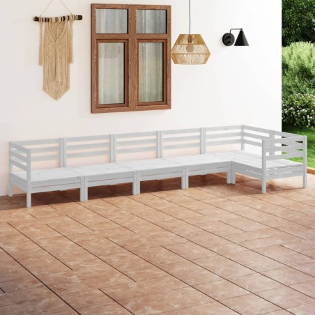 vidaXL Juego de muebles de jardín 6 piezas madera maciza pino blanco