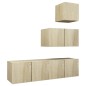 vidaXL Set muebles de salón TV 4 piezas madera ingeniería roble Sonoma vidaXL Set muebles de salón TV 4 piezas madera ingeniería roble Sonoma