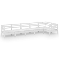 vidaXL Juego de muebles de jardín 6 piezas madera maciza pino blanco