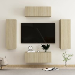 vidaXL Set de muebles salón TV 4 pzas madera ingeniería roble Sonoma